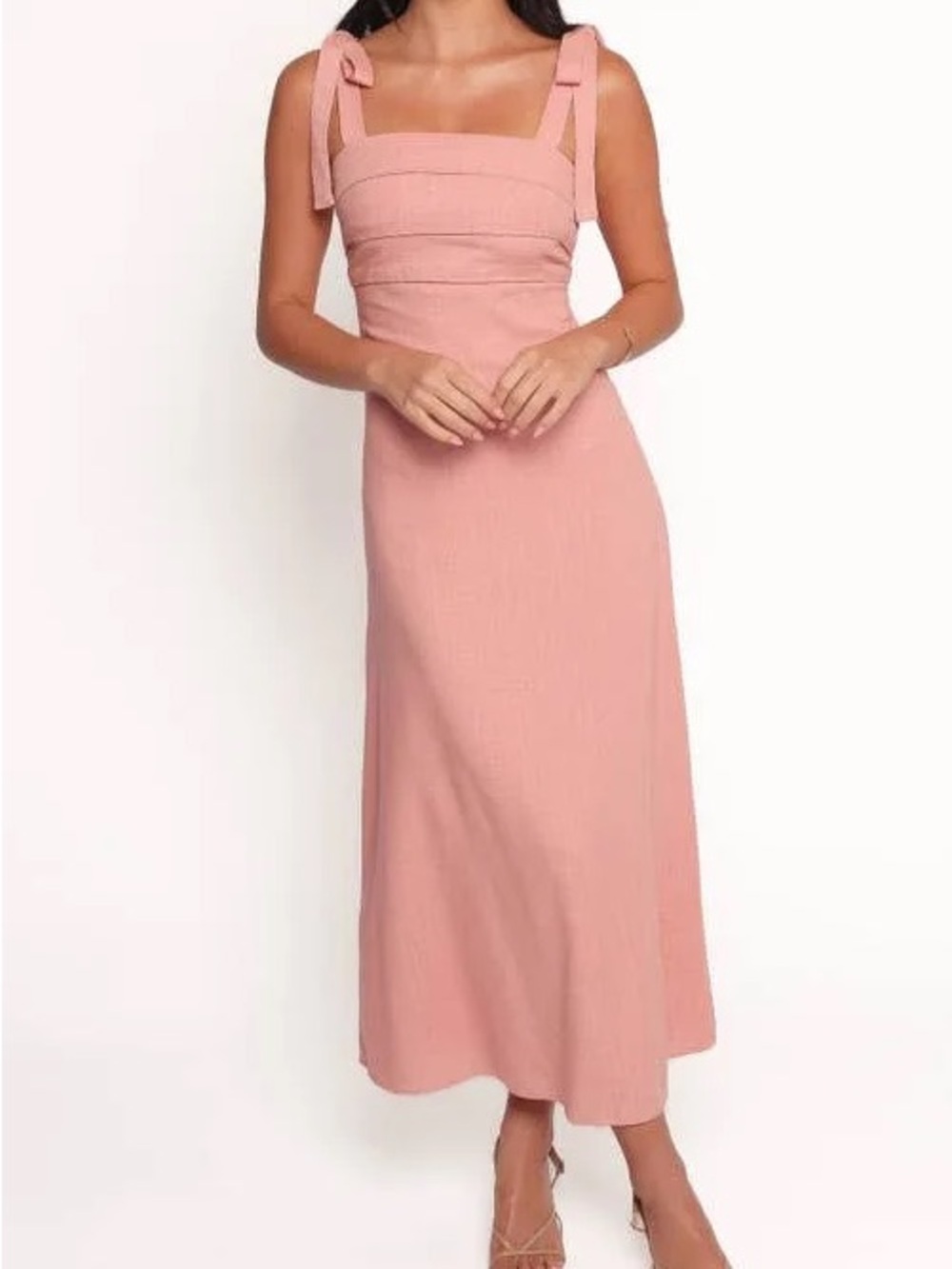 Petal & Pup Tie Shoulder Midi Dress in Dusty Pink